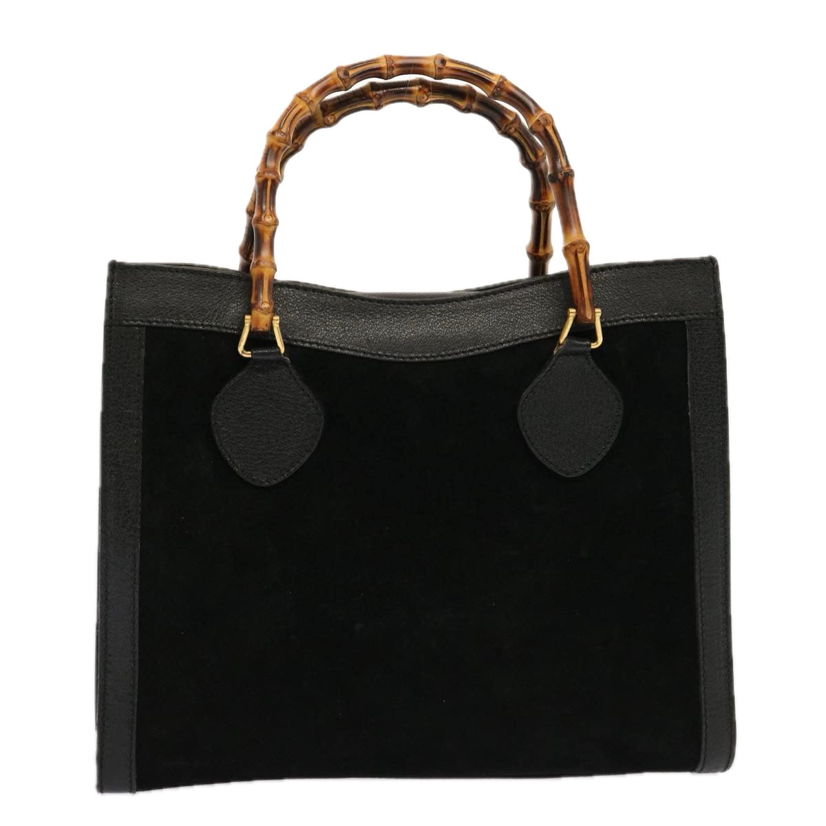 GUCCI Bamboo Tote Bag Suede Black 002 123 0260 Auth ep3848