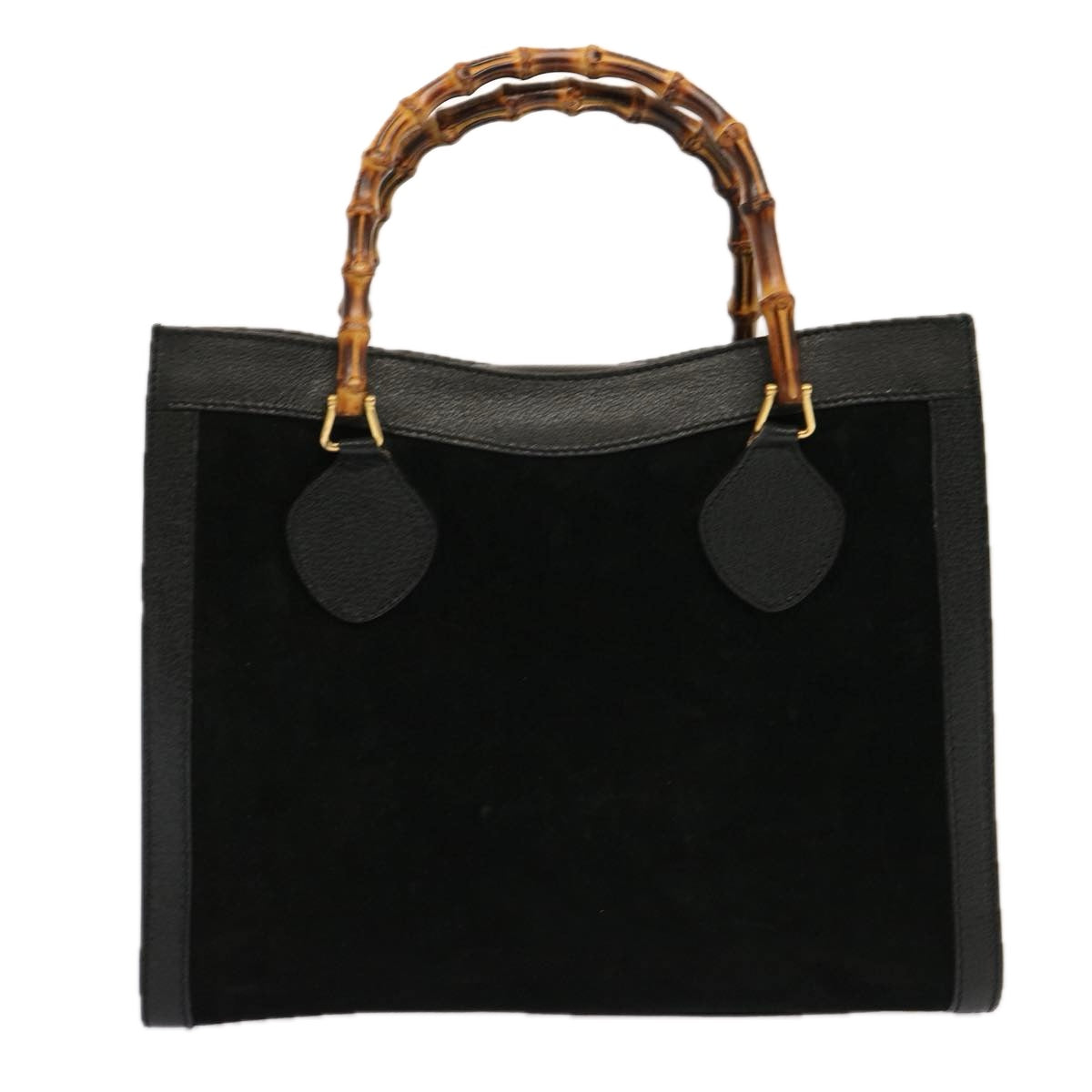 GUCCI Bamboo Tote Bag Suede Black 002 123 0260 Auth ep3848