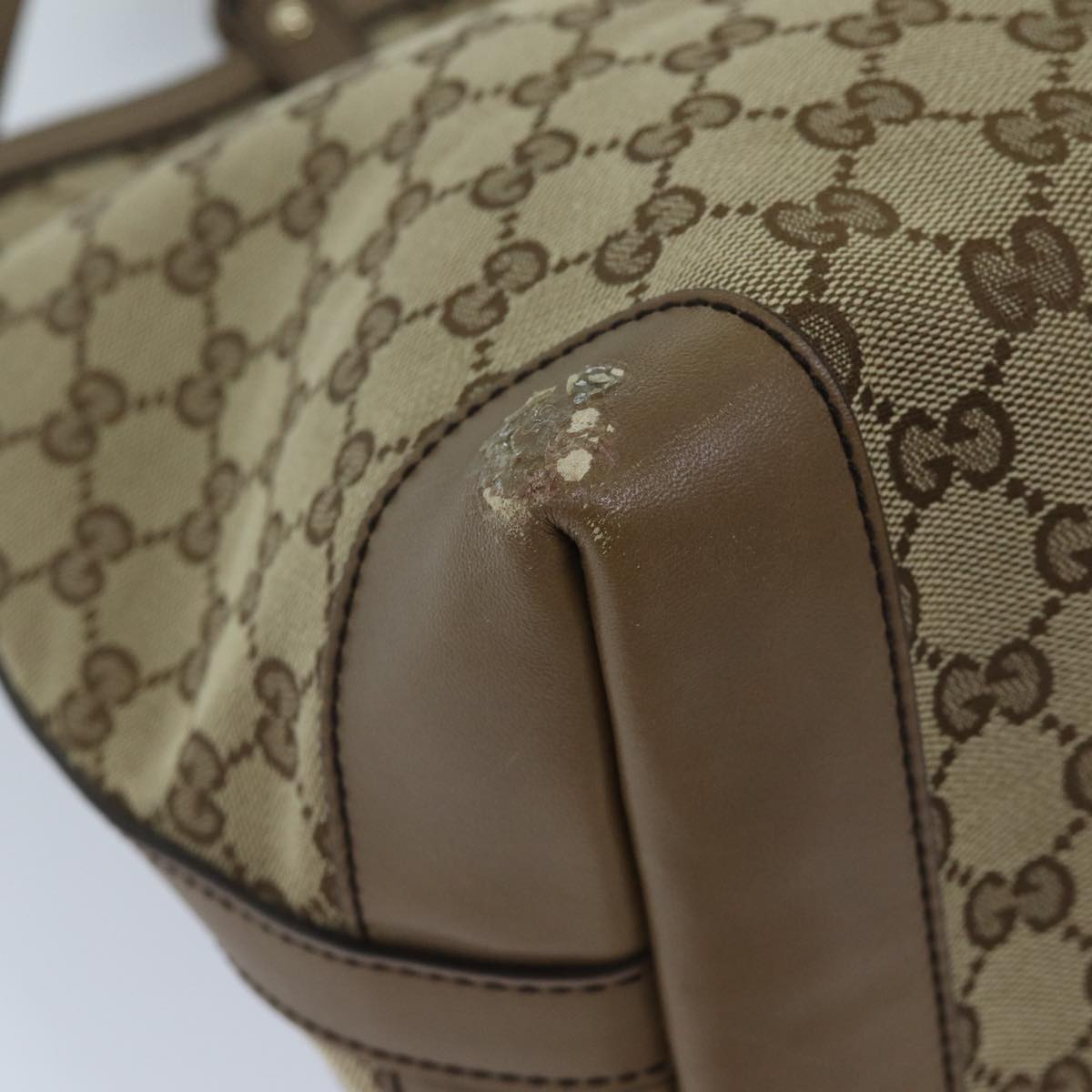 GUCCI GG Canvas Tote Bag Beige 211975 Auth ep3854