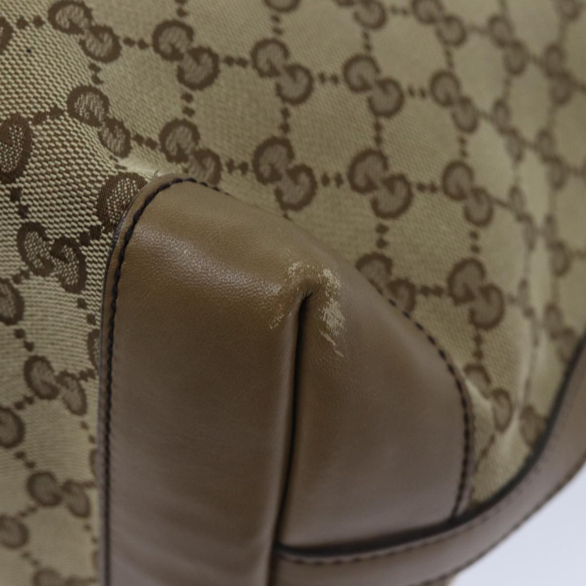 GUCCI GG Canvas Tote Bag Beige 211975 Auth ep3854