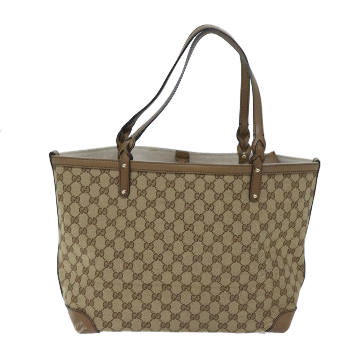 GUCCI GG Canvas Tote Bag Beige 211975 Auth ep3854