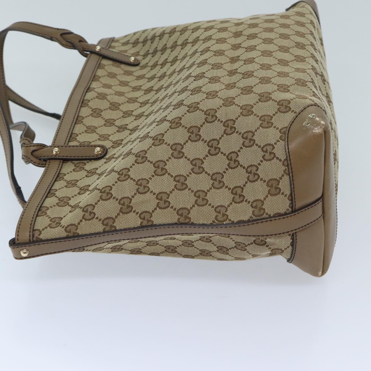 GUCCI GG Canvas Tote Bag Beige 211975 Auth ep3854