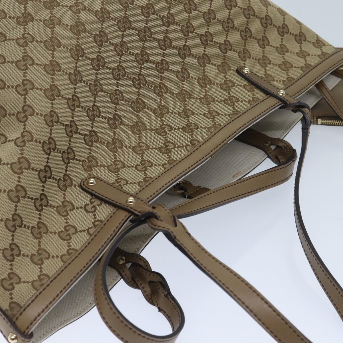 GUCCI GG Canvas Tote Bag Beige 211975 Auth ep3854