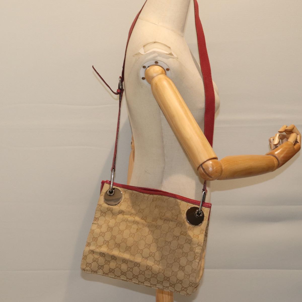 GUCCI GG Canvas Shoulder Bag Beige 120841 Auth ep3860