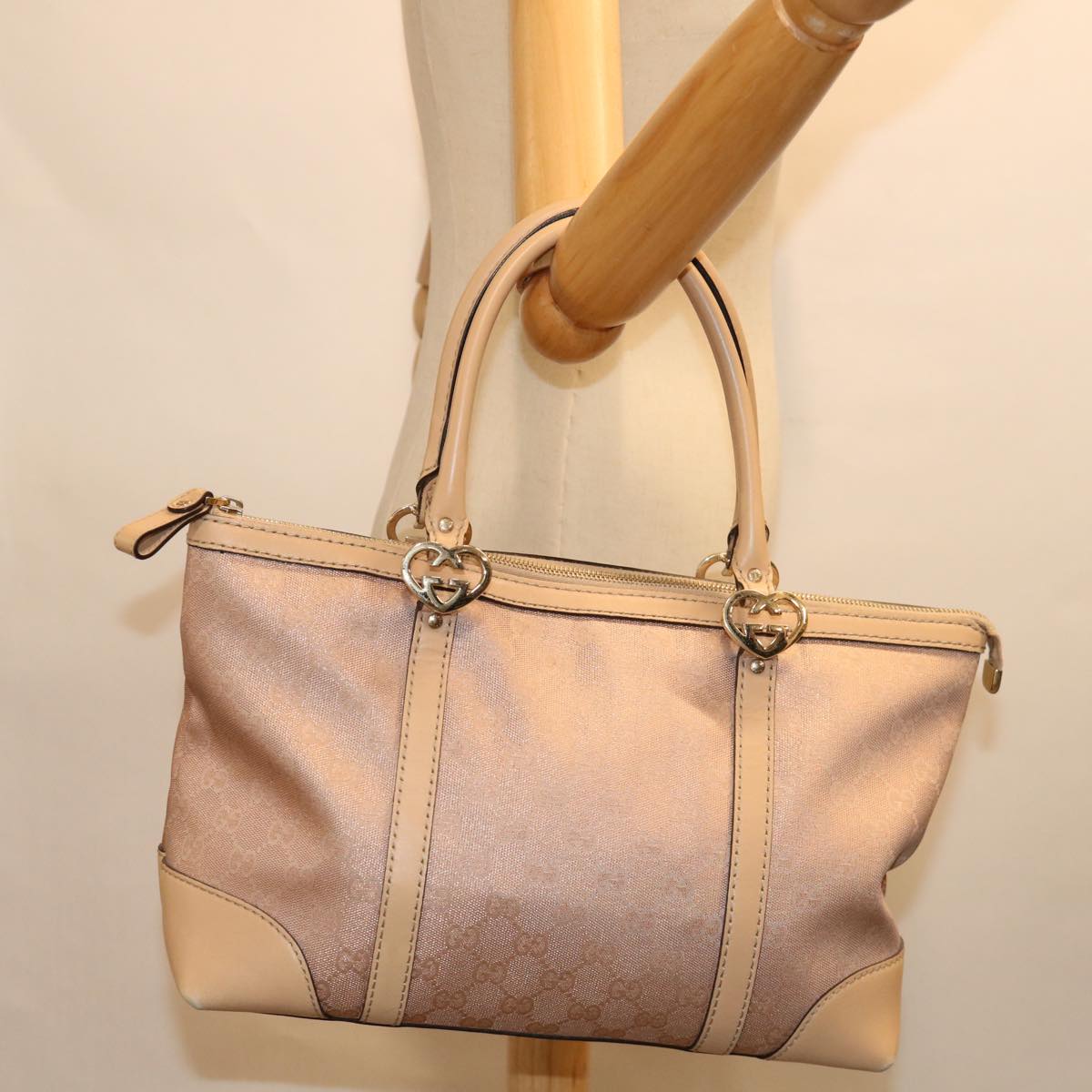 GUCCI GG Canvas Lovely Hand Bag Pink 257069 Auth ep3887