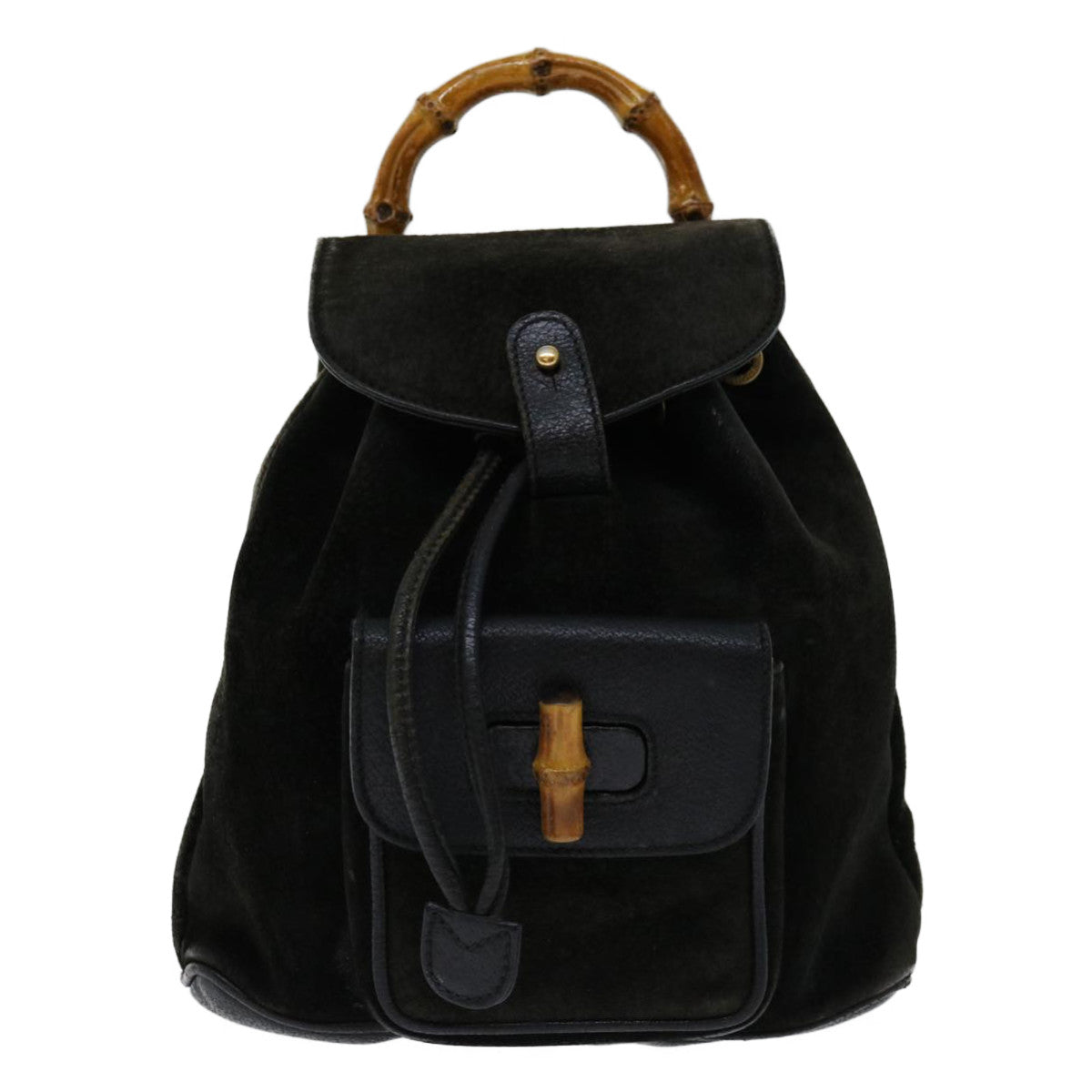 GUCCI Bamboo Backpack Suede Black 003 1956 0030 Auth ep3893