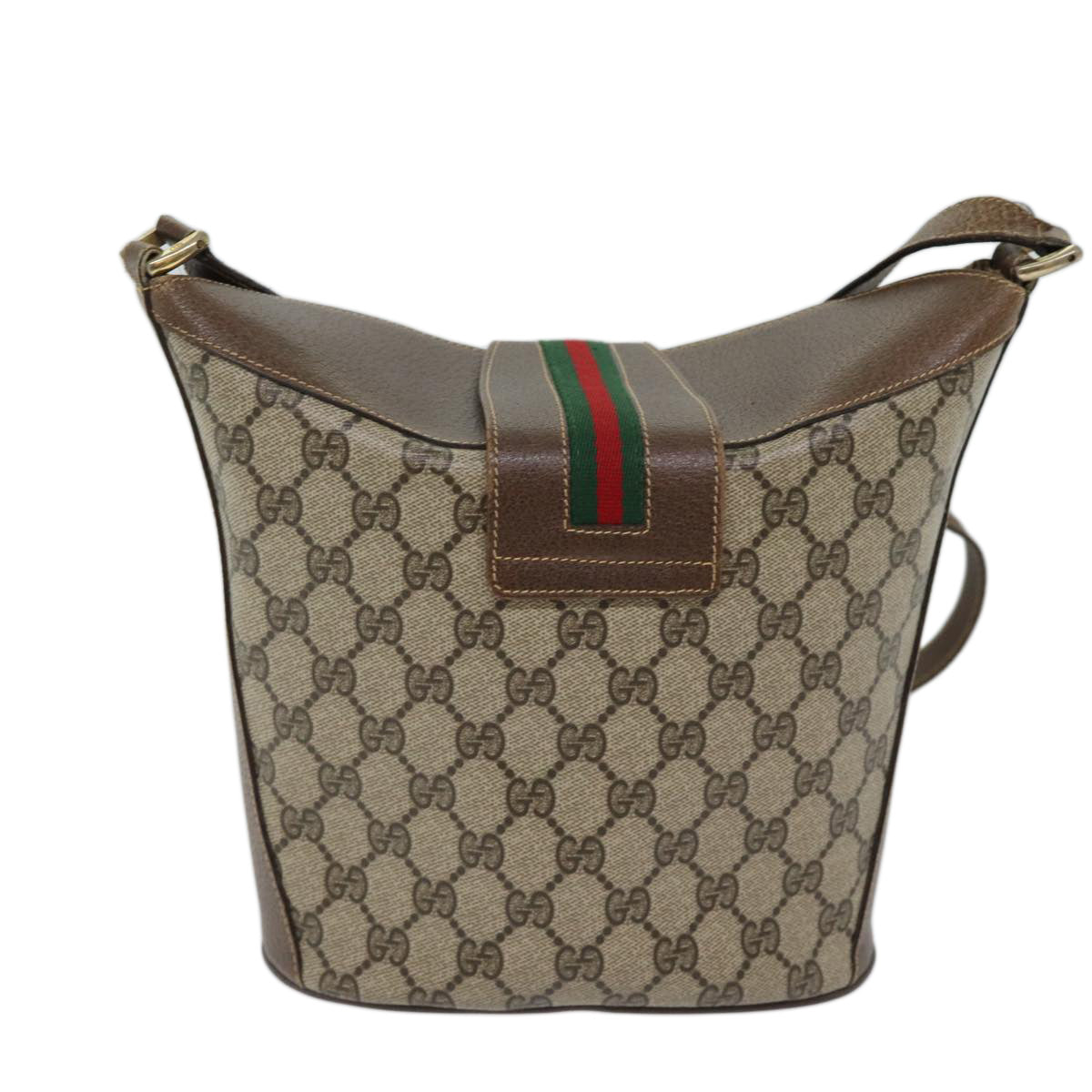 GUCCI GG Supreme Web Sherry Line Shoulder Bag Beige Red 89 02 081 Auth ep3957