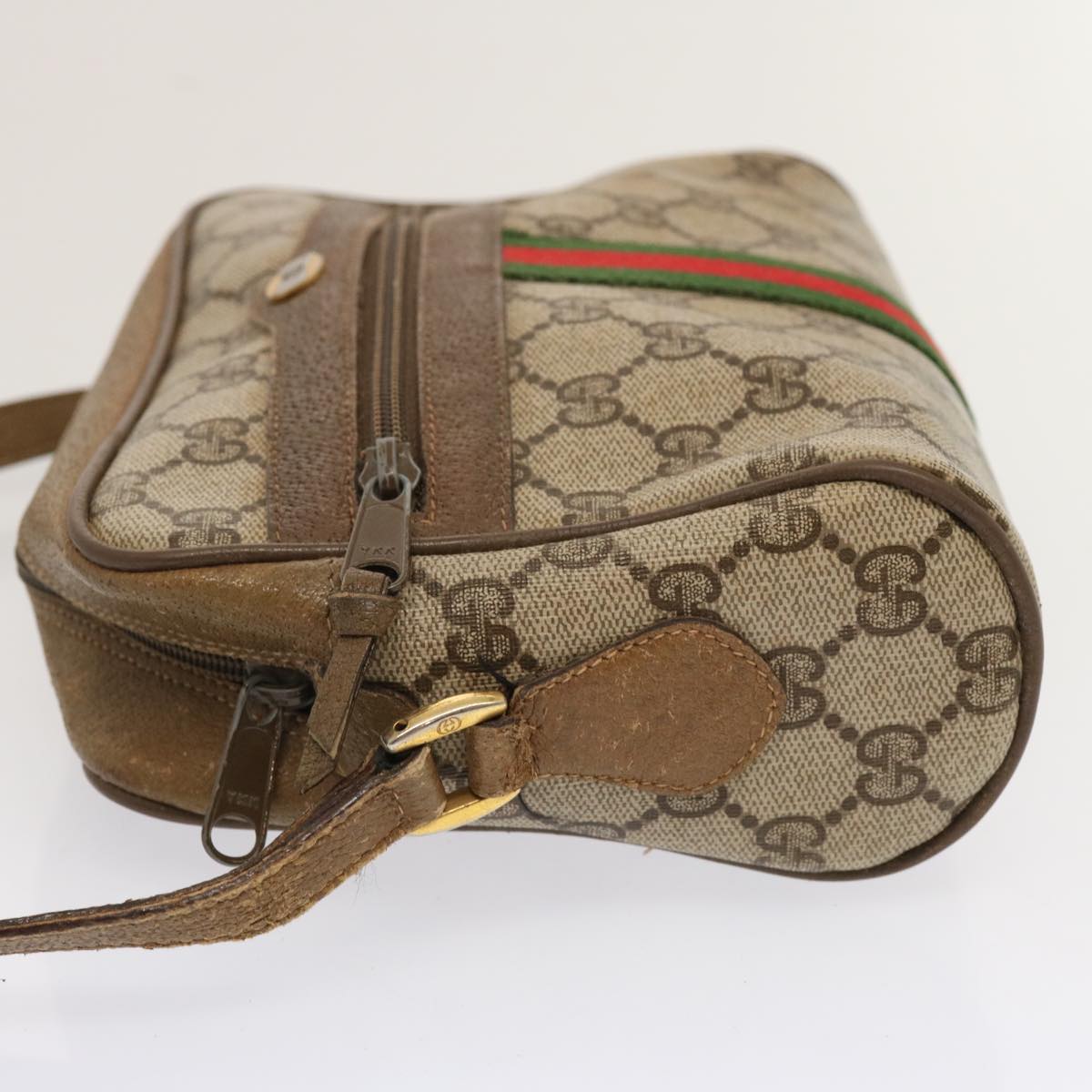 GUCCI GG Supreme Web Sherry Line Shoulder Bag Beige Green 56 02 004 Auth ep3971