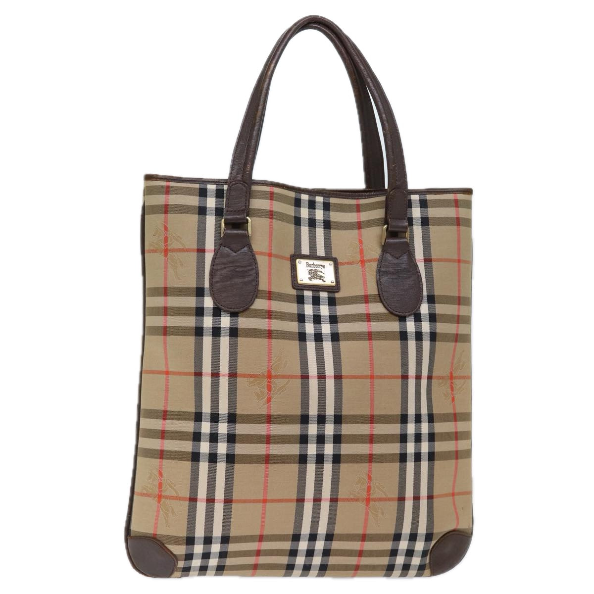 Burberrys Nova Check Tote Bag Canvas Beige Auth ep4173