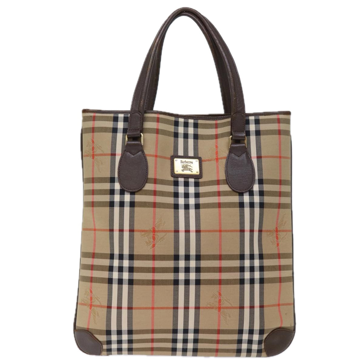 Burberrys Nova Check Tote Bag Canvas Beige Auth ep4173