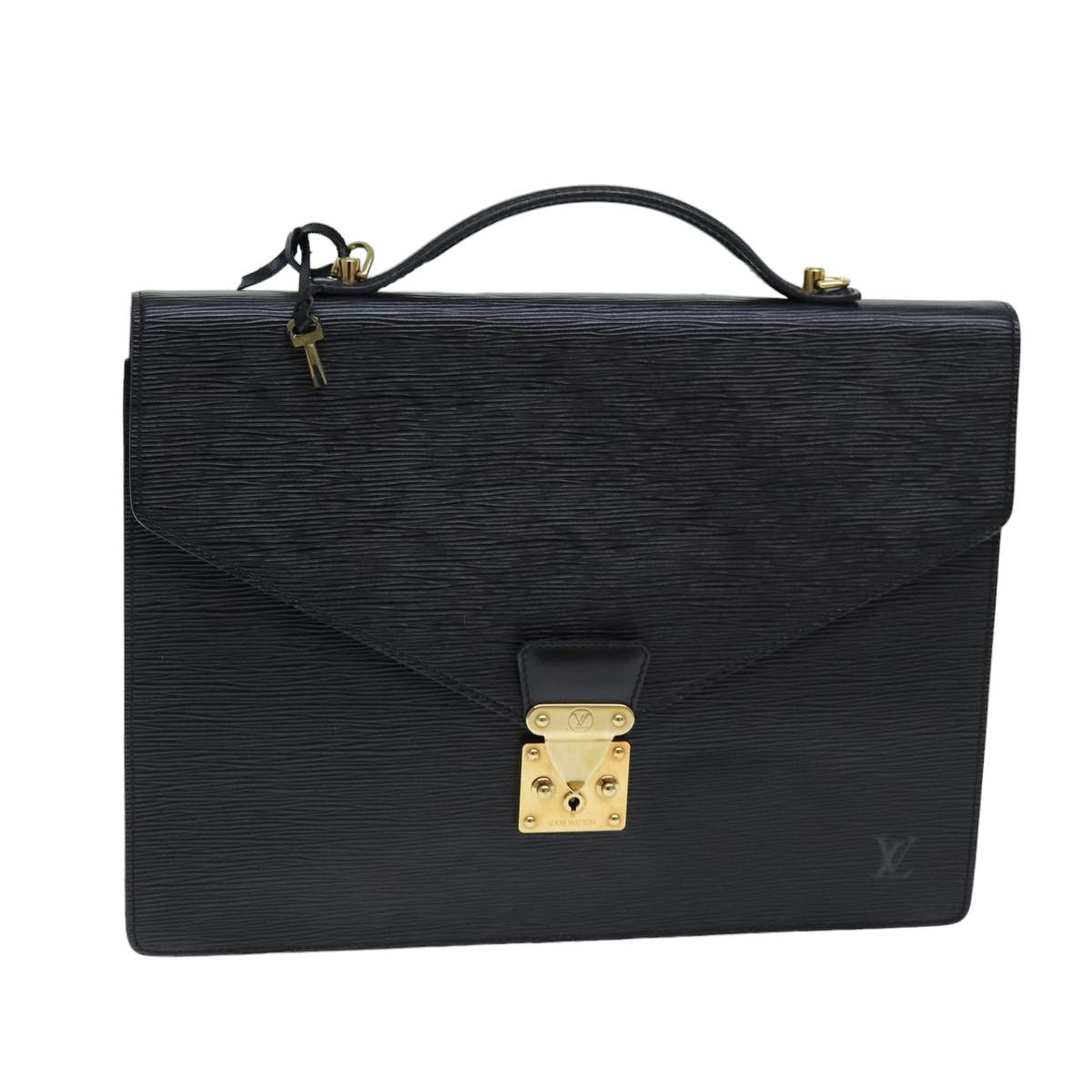 LOUIS VUITTON Epi Porte Documents Bandouliere Briefcase Black M54467 Auth ep4210