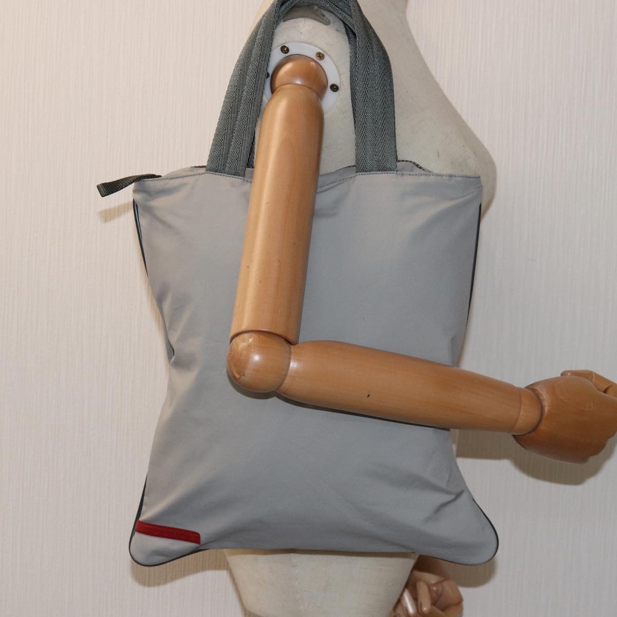 PRADA Sports Tote Bag Nylon Gray Auth ep4219