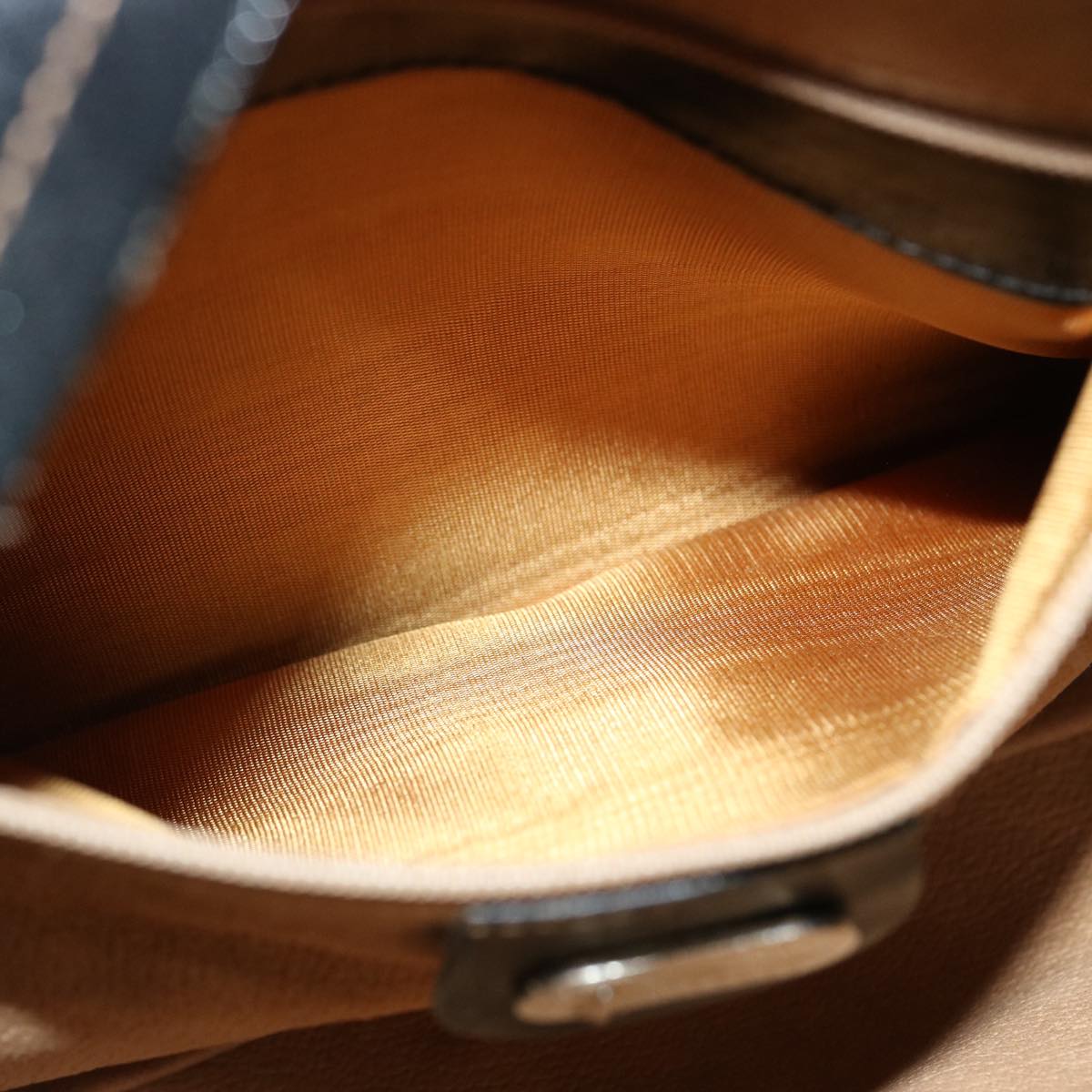 GUCCI Micro GG Canvas Shoulder Bag PVC Leather Beige Black Auth ep4221