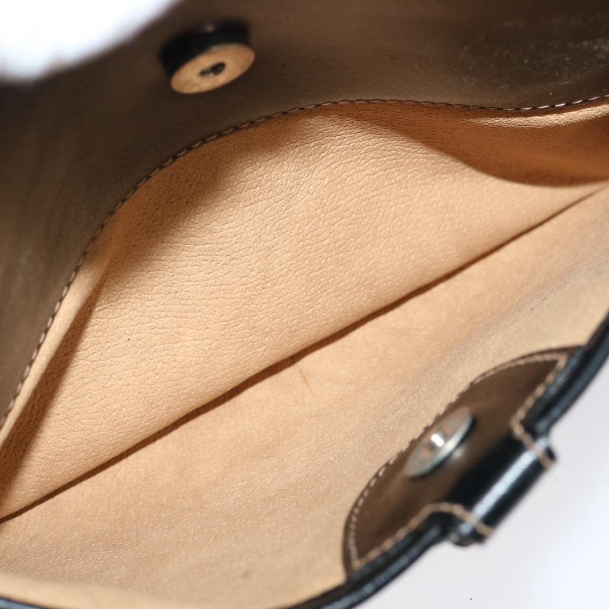 GUCCI Micro GG Canvas Shoulder Bag PVC Leather Beige Black Auth ep4221