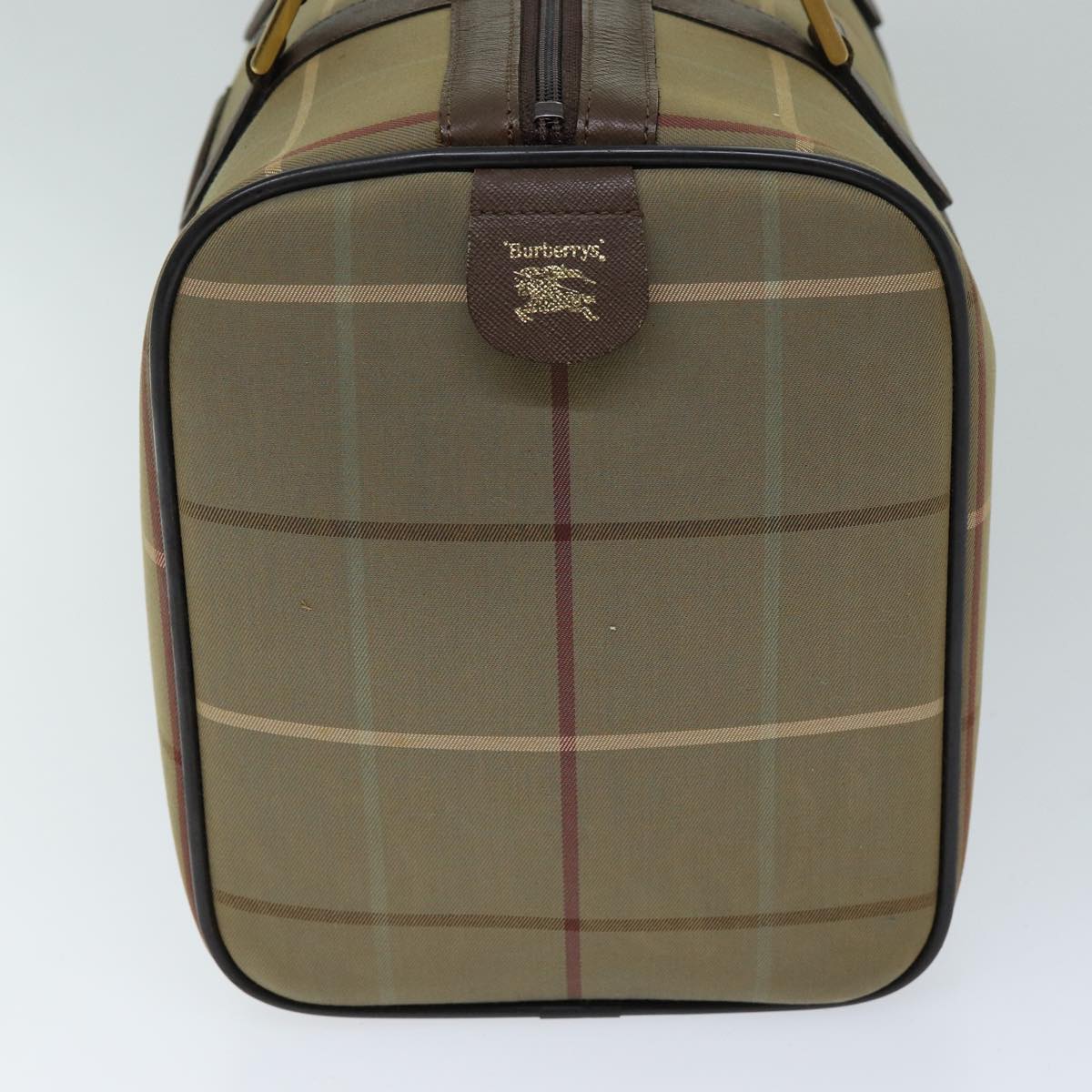 Burberrys Nova Check Boston Bag Canvas Beige Auth ep4373