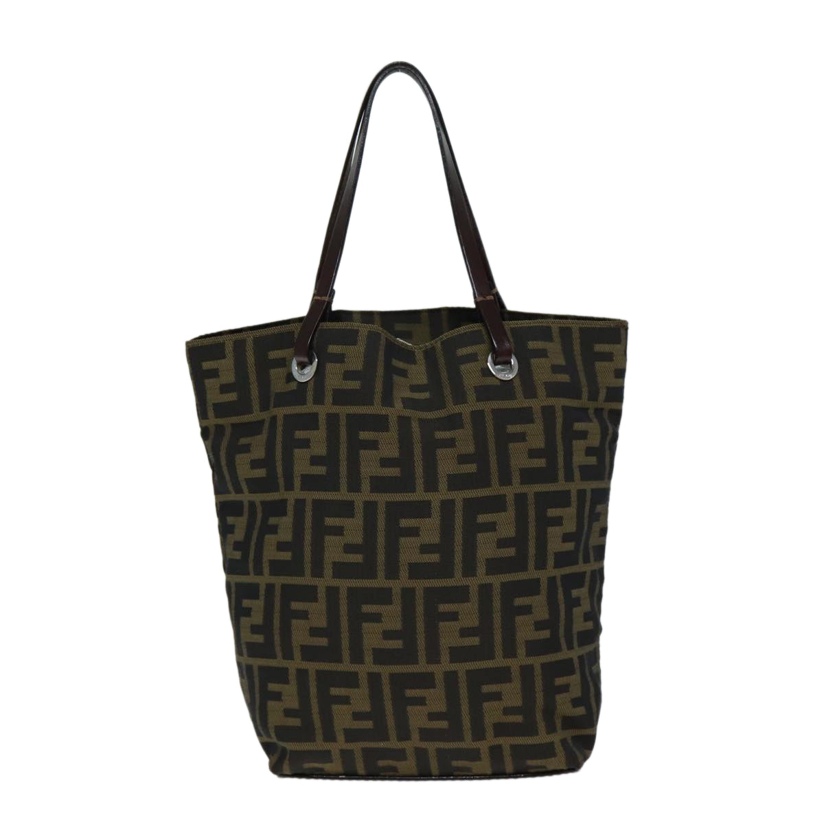 FENDI Zucca Canvas Hand Bag Black Brown Auth ep4447