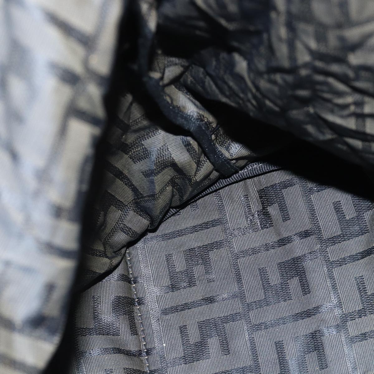 FENDI Zucca Canvas Tote Bag Black Brown Auth ep4488