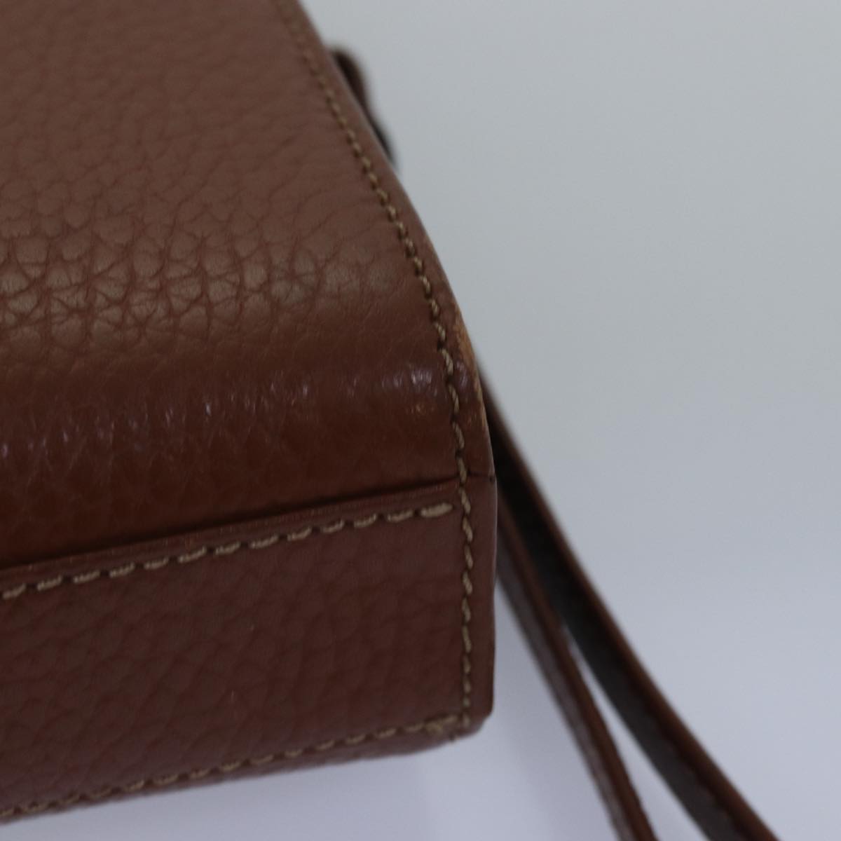 Burberrys Clutch Bag Leather Brown Auth ep4543