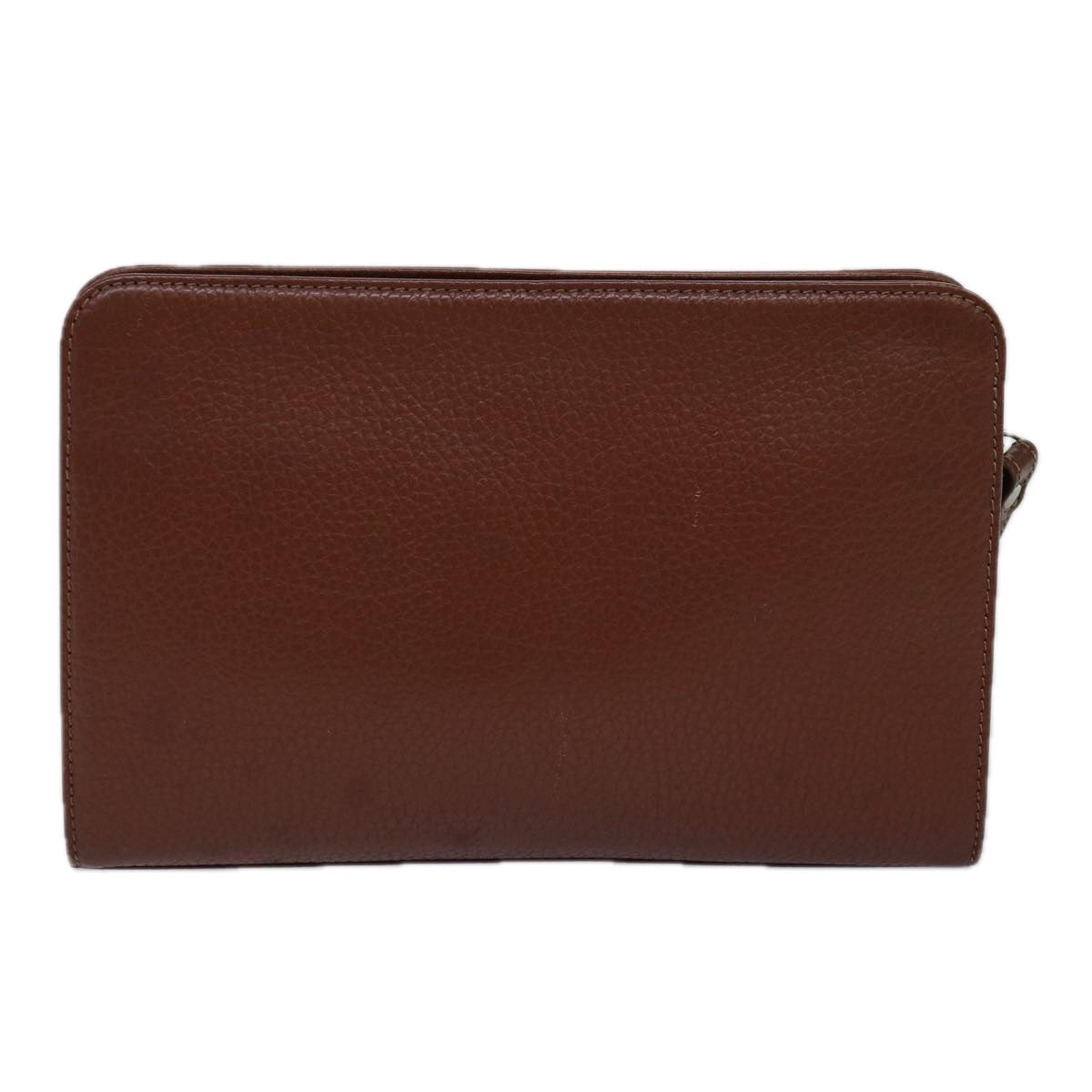 Burberrys Clutch Bag Leather Brown Auth ep4543