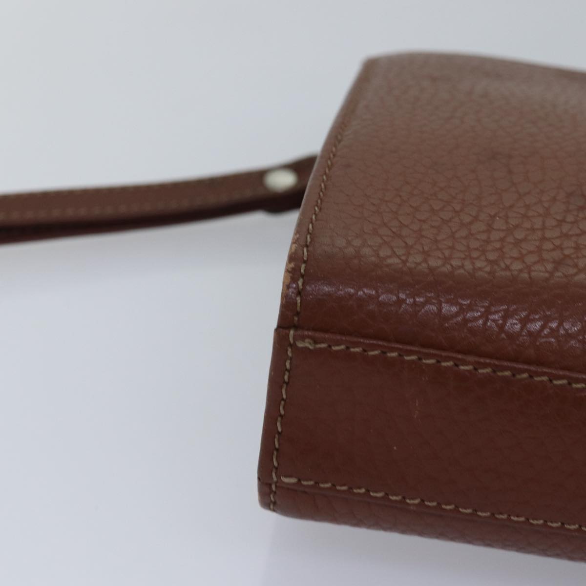 Burberrys Clutch Bag Leather Brown Auth ep4543