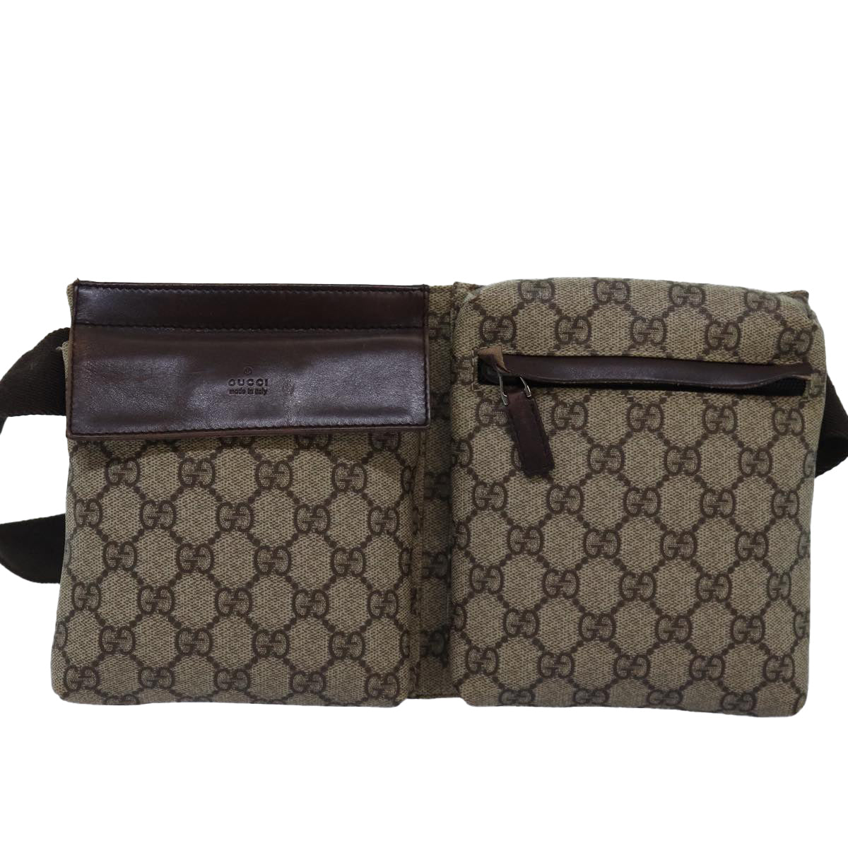 GUCCI GG Supreme Waist bag PVC Beige 28566 Auth ep4576