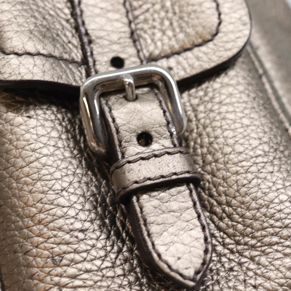 PRADA Shoulder Bag Leather Silver Auth ep4586