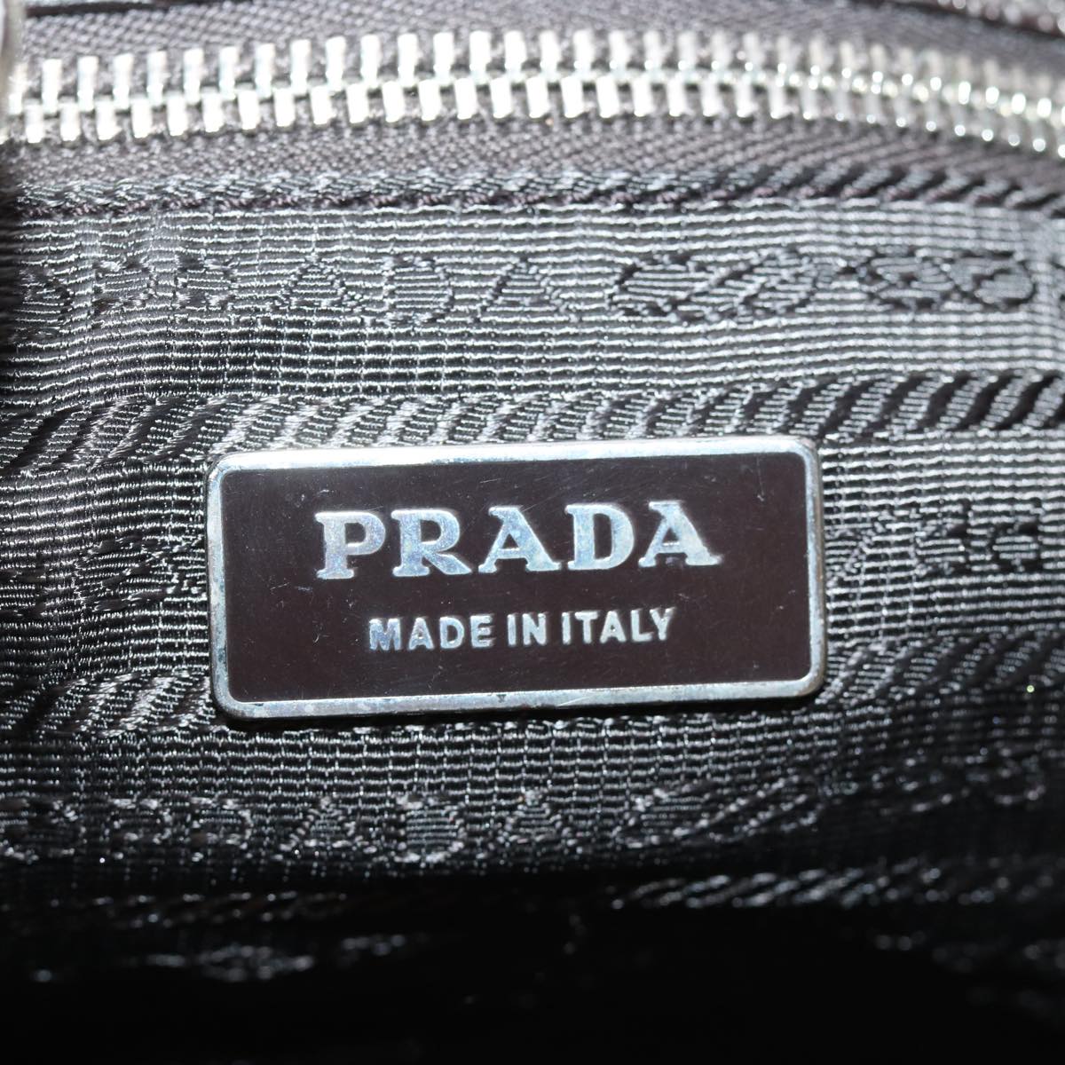 PRADA Shoulder Bag Leather Silver Auth ep4586