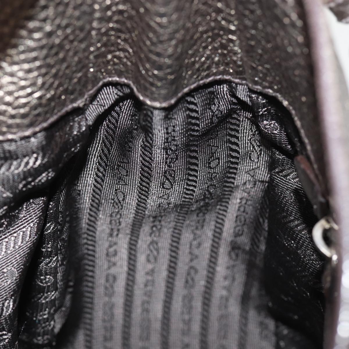 PRADA Shoulder Bag Leather Silver Auth ep4586