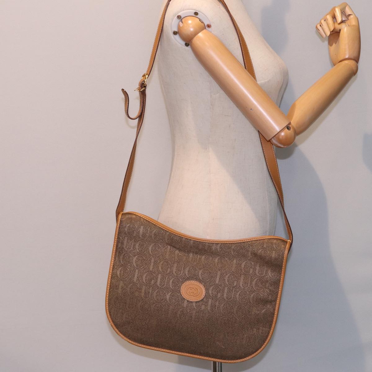 GUCCI Shoulder Bag Canvas Beige 001 23 1036 Auth ep4601