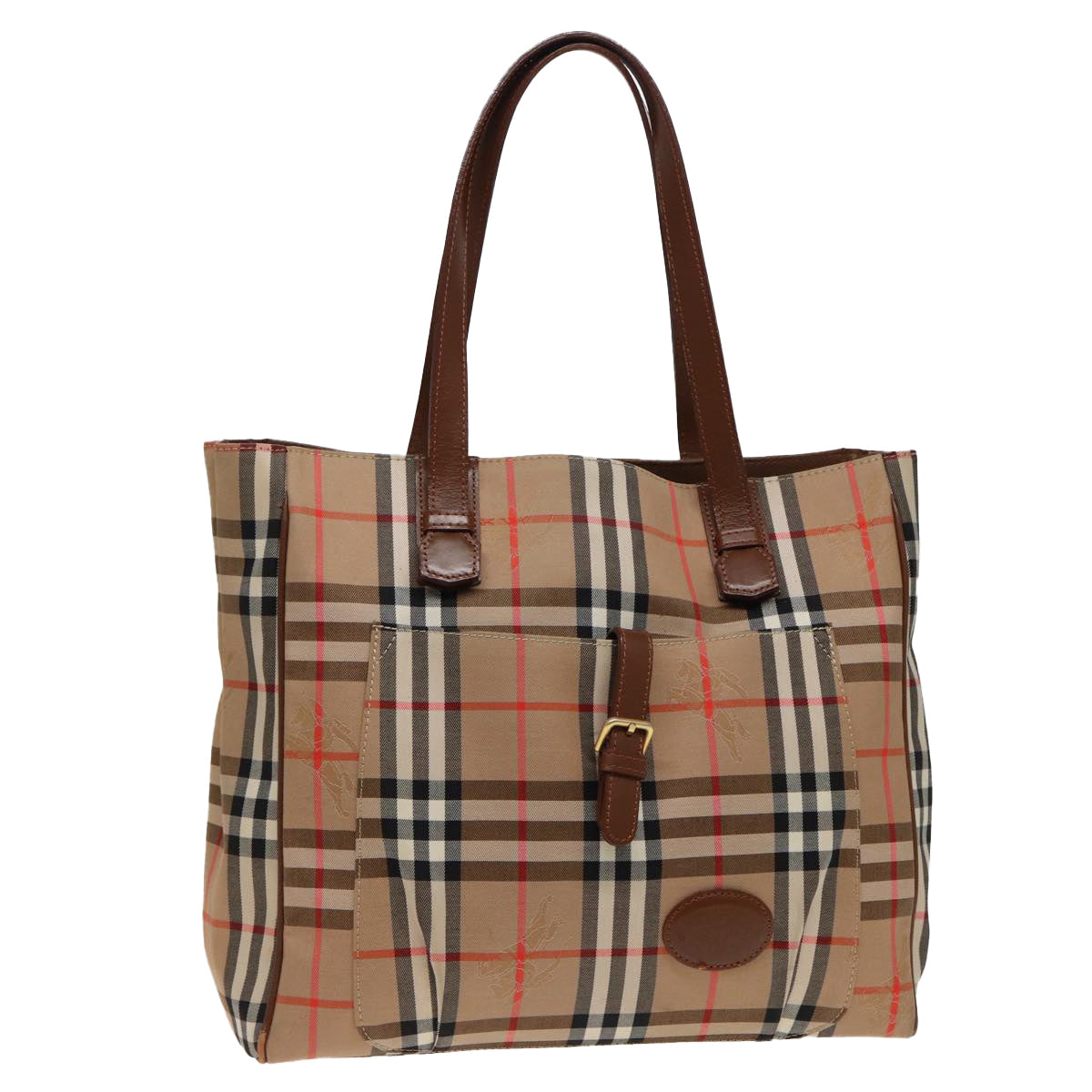 Burberrys Nova Check Tote Bag Canvas Beige Auth ep4723