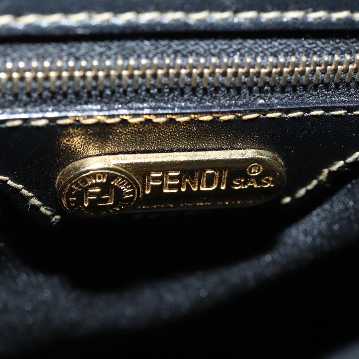 FENDI Pecan Canvas Backpack Brown Black Auth ep4748