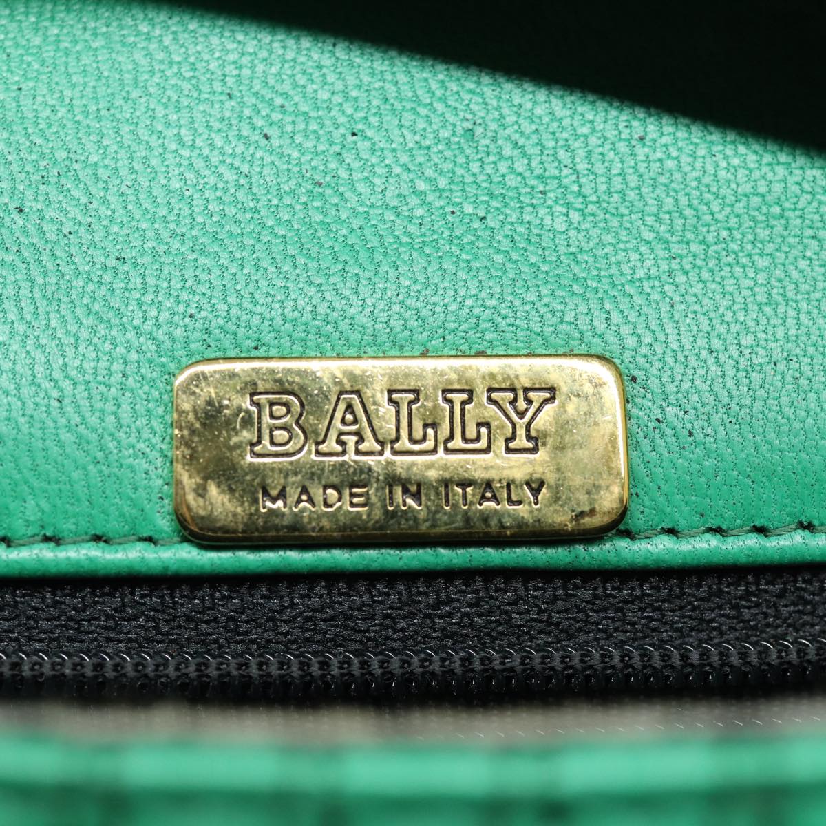 BALLY Chain Hand Bag Leather 2way Green Auth ep4991