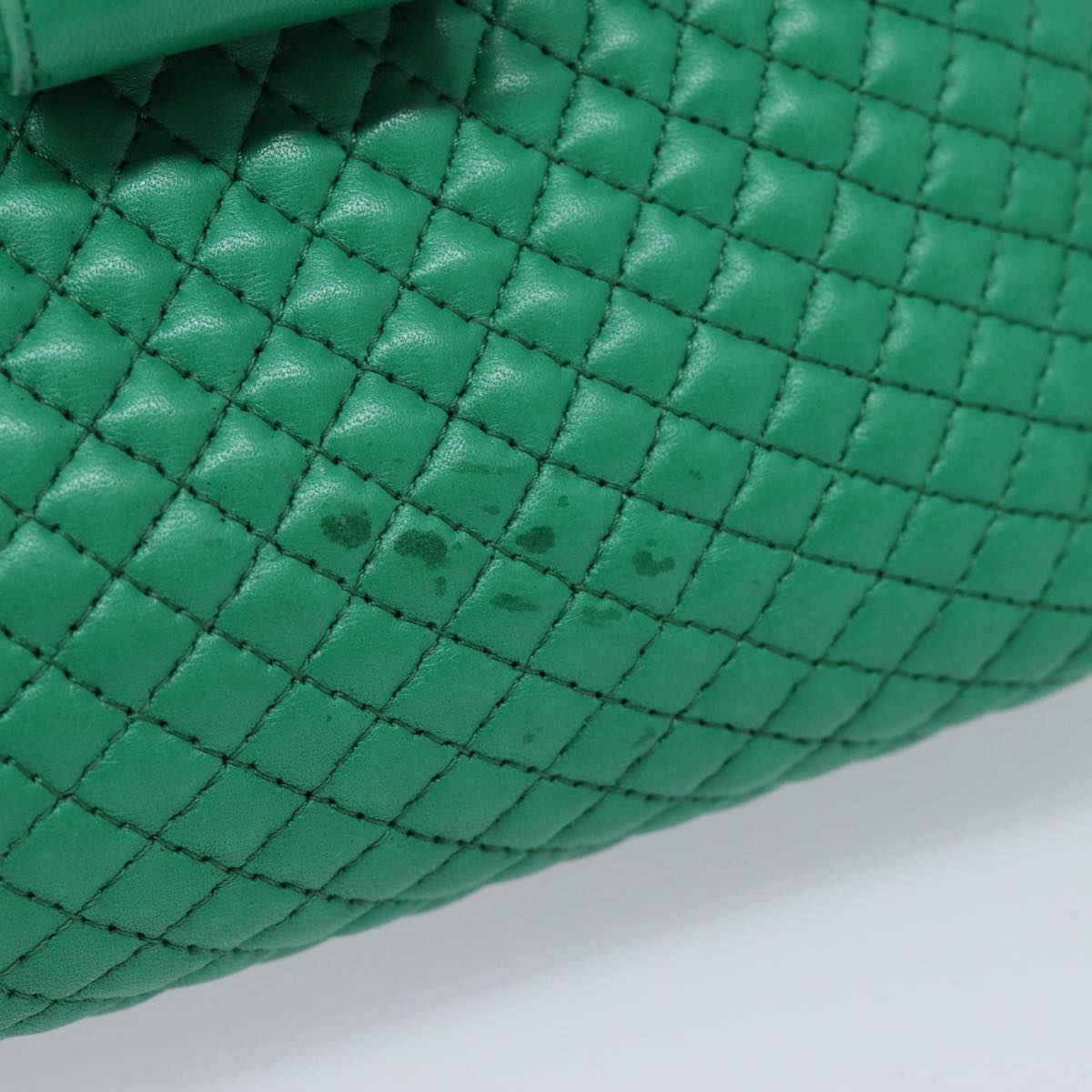 BALLY Chain Hand Bag Leather 2way Green Auth ep4991