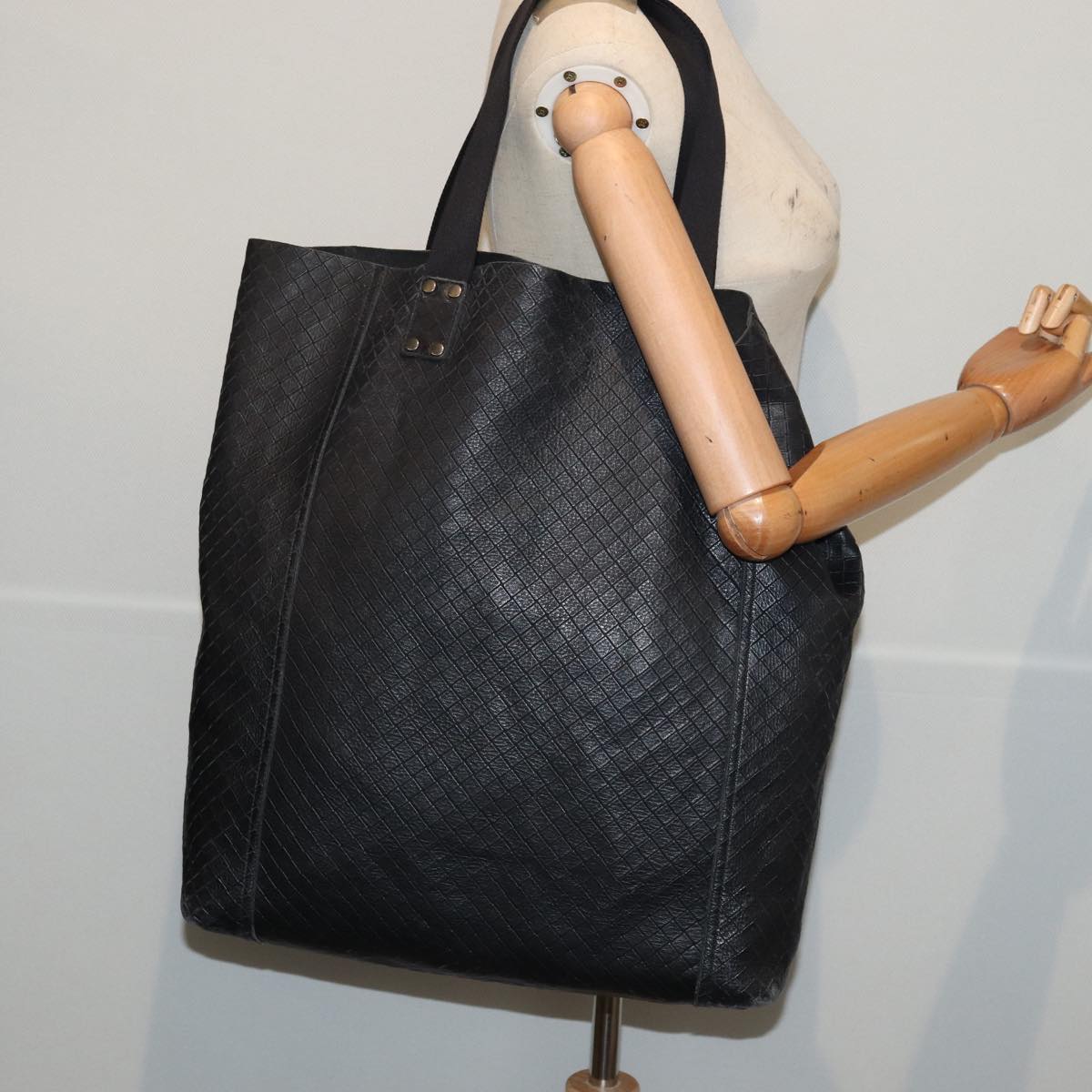 BOTTEGA VENETA INTRECCIATO Tote Bag Leather Black Auth ep5007