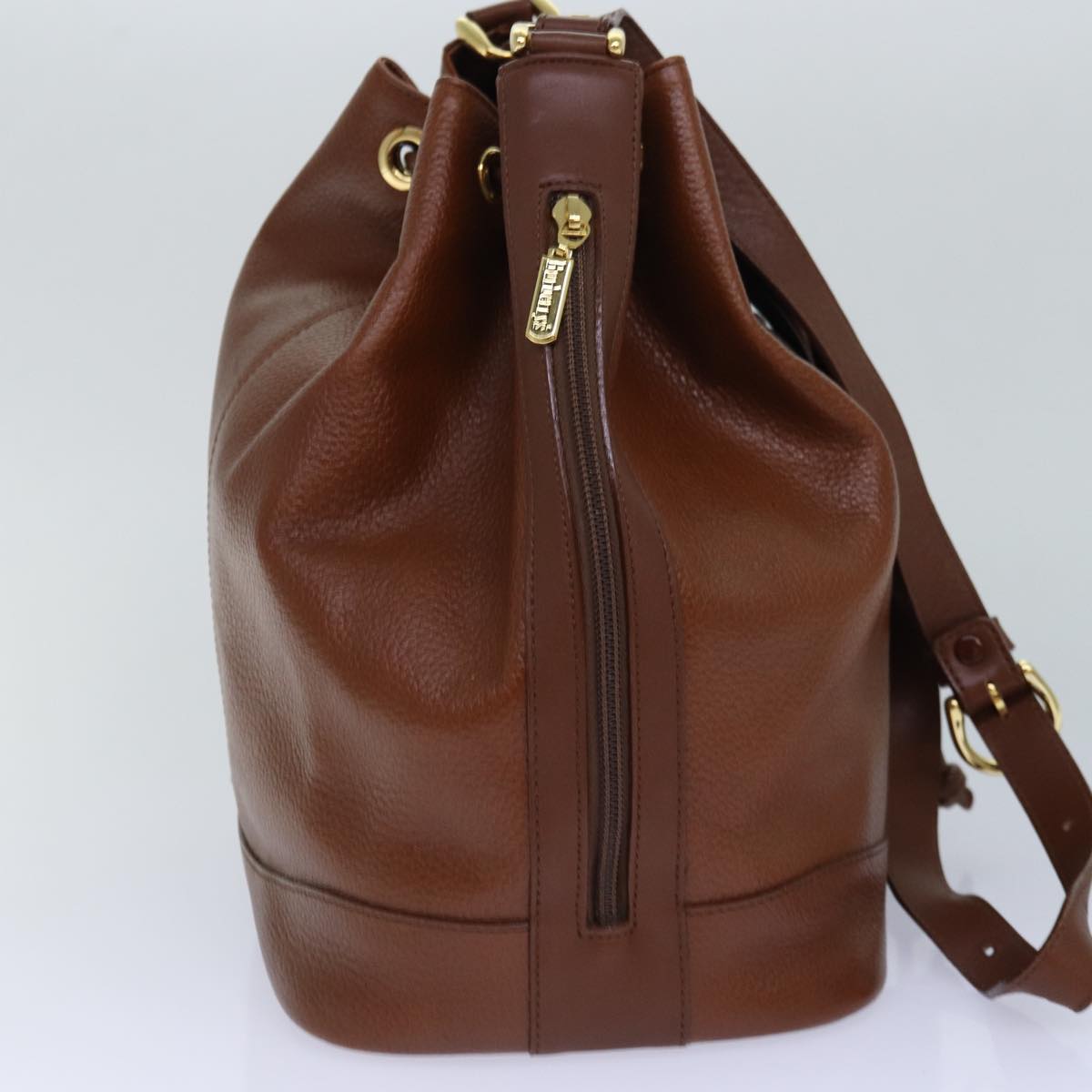 Burberrys Shoulder Bag Leather Brown Gold Auth ep5181