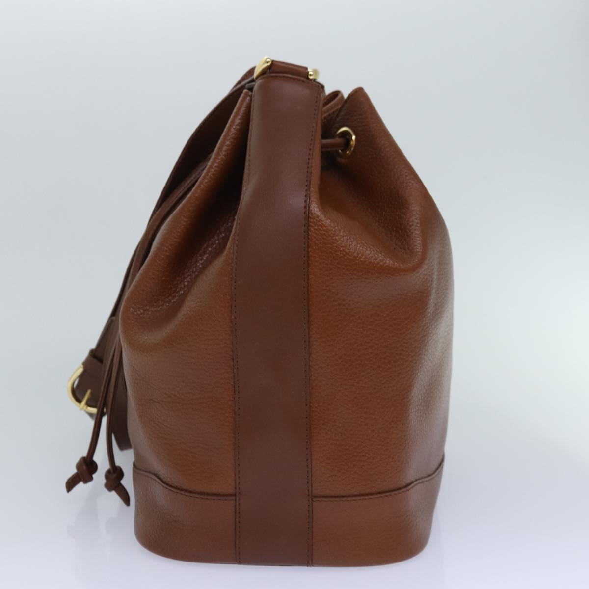 Burberrys Shoulder Bag Leather Brown Gold Auth ep5181