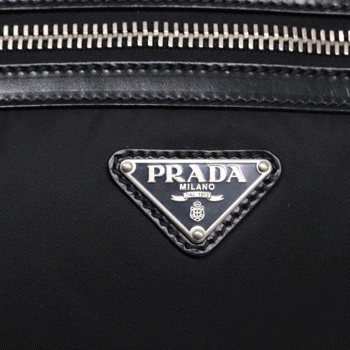 PRADA Hand Bag Nylon Black Silver Auth ep5212