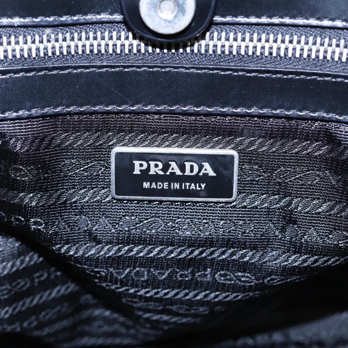 PRADA Hand Bag Nylon Black Silver Auth ep5212