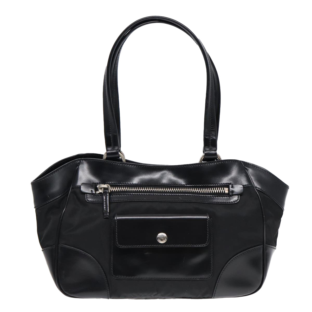 PRADA Hand Bag Nylon Black Silver Auth ep5212