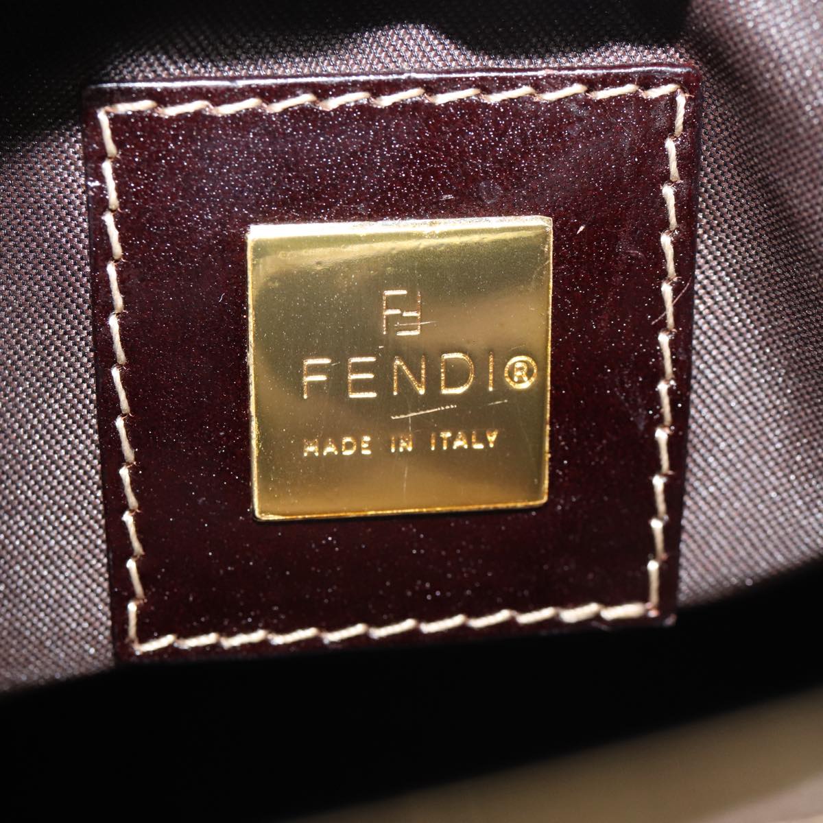 FENDI Zucchino Canvas Hand Bag Brown Gold Auth ep5232