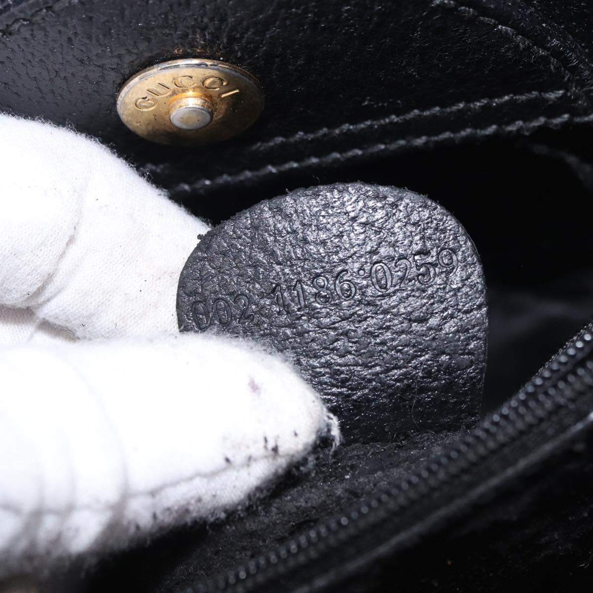 GUCCI Bamboo Hand Bag Leather Black Gold 002 1186 0259 Auth ep5273