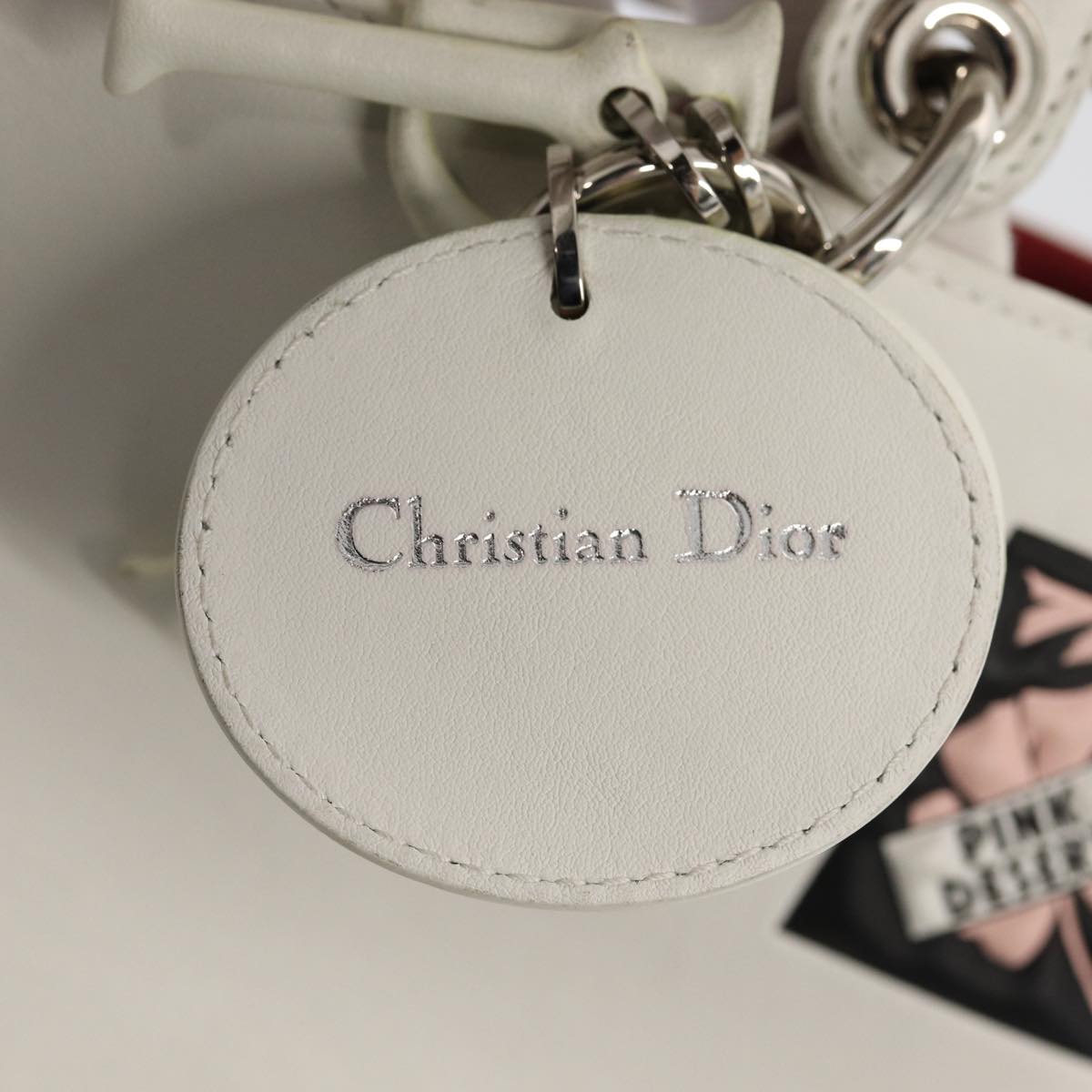 Christian Dior Hand Bag Leather 2way Silver White Auth ep5275A