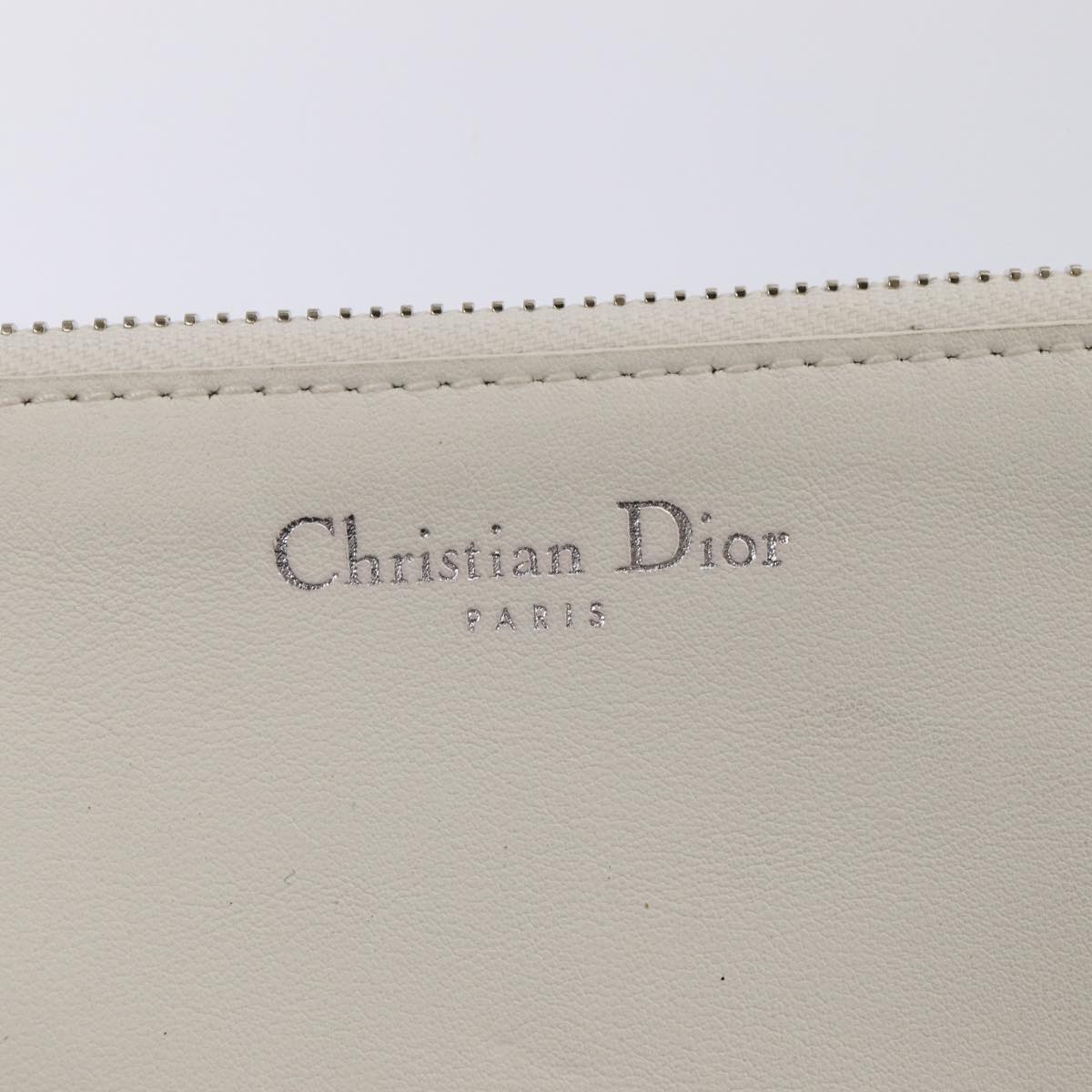 Christian Dior Hand Bag Leather 2way Silver White Auth ep5275A