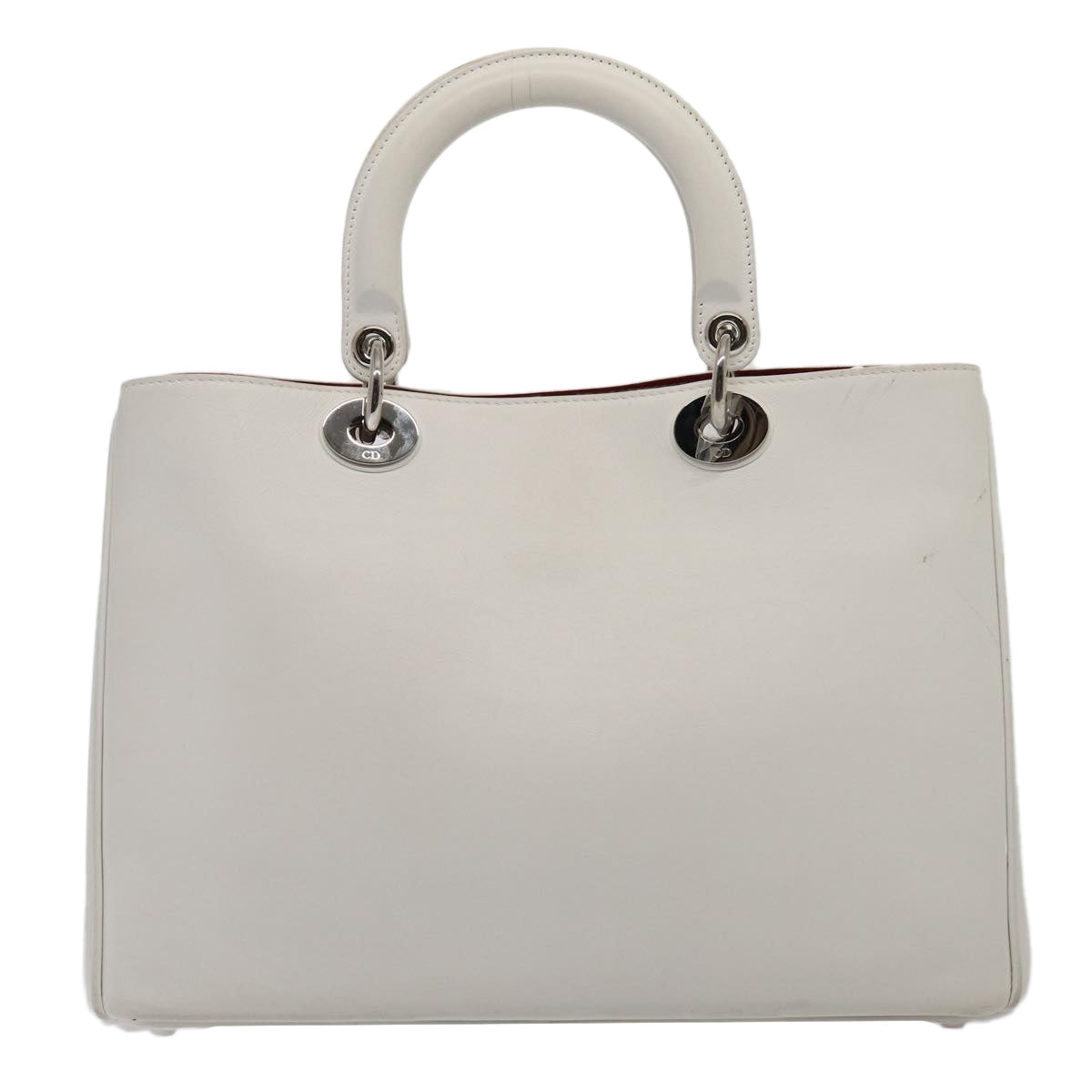 Christian Dior Hand Bag Leather 2way Silver White Auth ep5275A