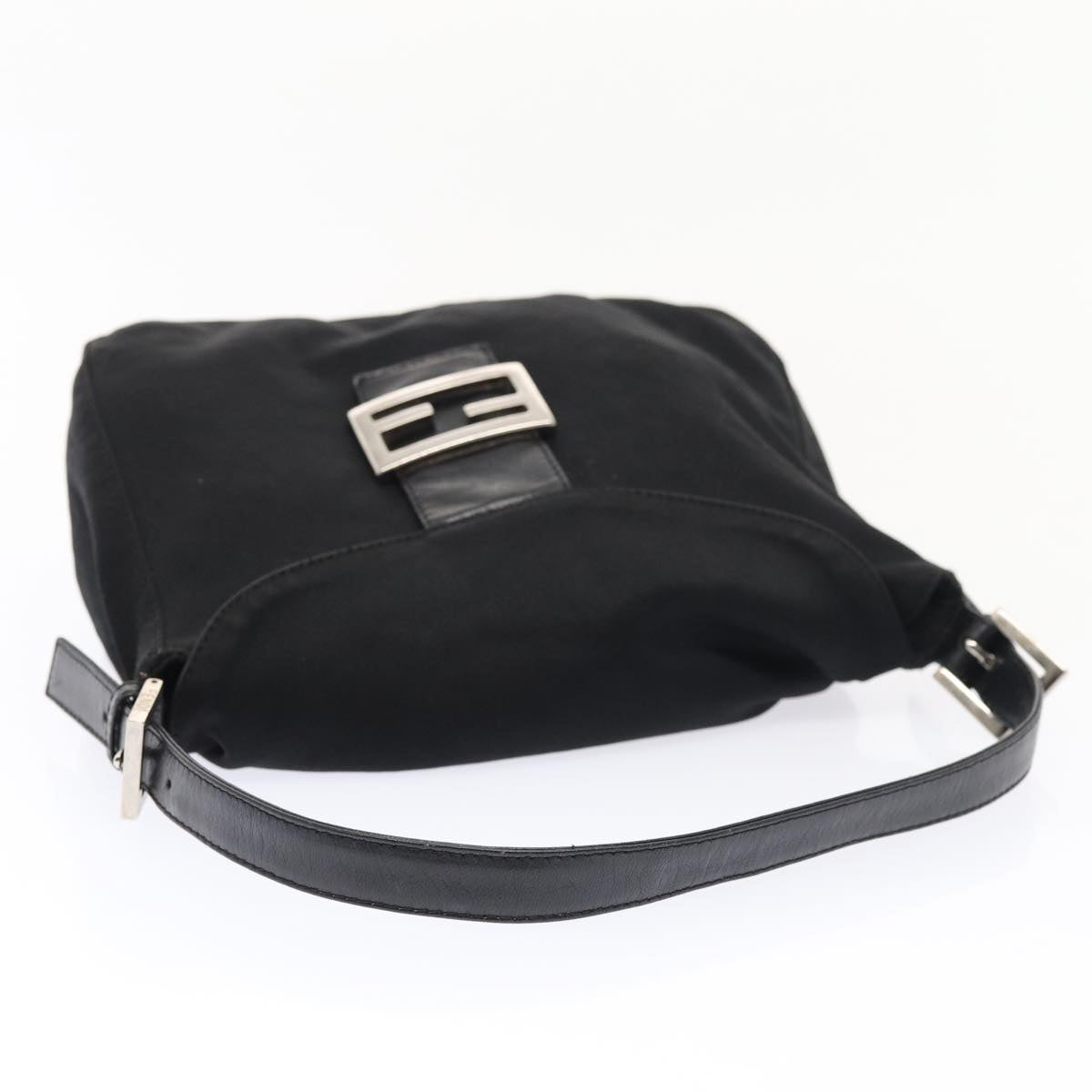 FENDI Mamma Baguette Hand Bag Nylon Black Silver Auth ep5313