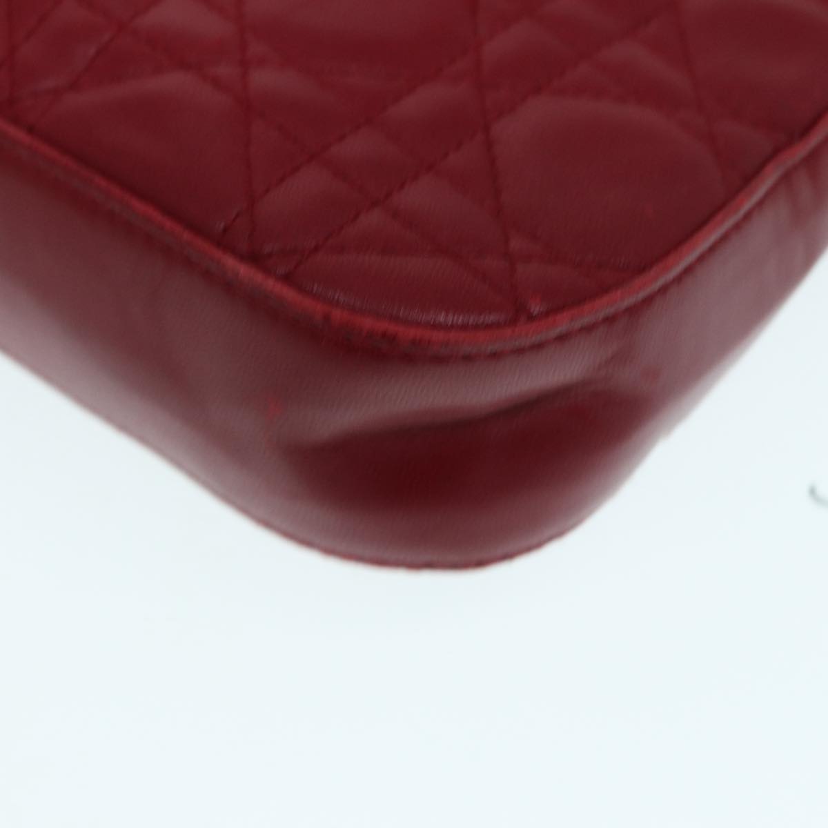 Christian Dior Canage Accessory Pouch Leather Red Gold Auth ep5334