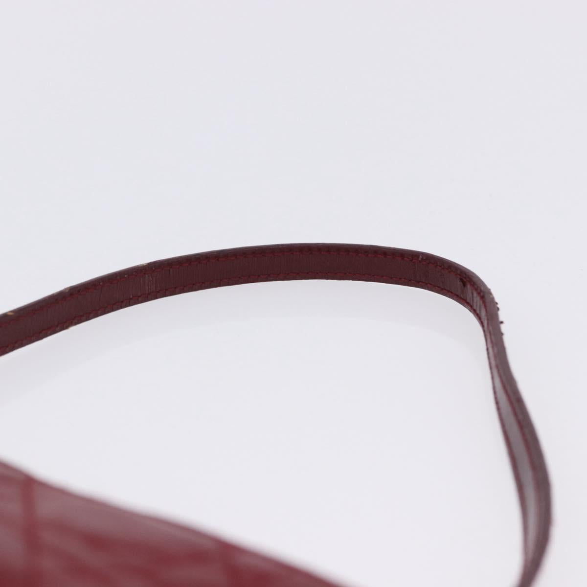 Christian Dior Canage Accessory Pouch Leather Red Gold Auth ep5334