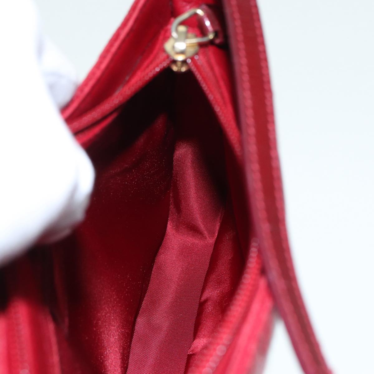 Christian Dior Canage Accessory Pouch Leather Red Gold Auth ep5334