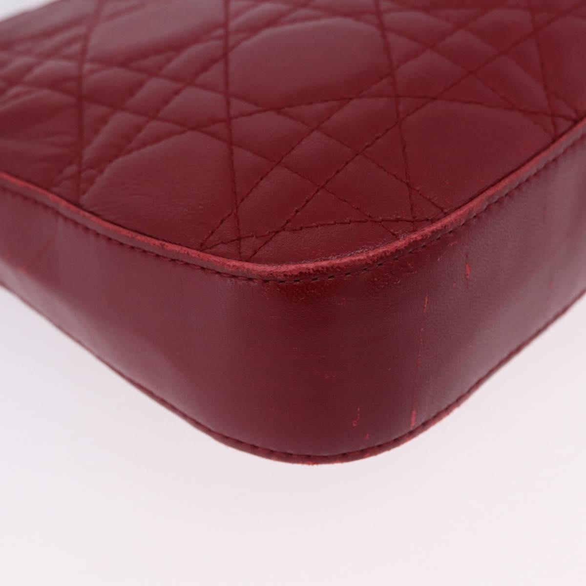 Christian Dior Canage Accessory Pouch Leather Red Gold Auth ep5334