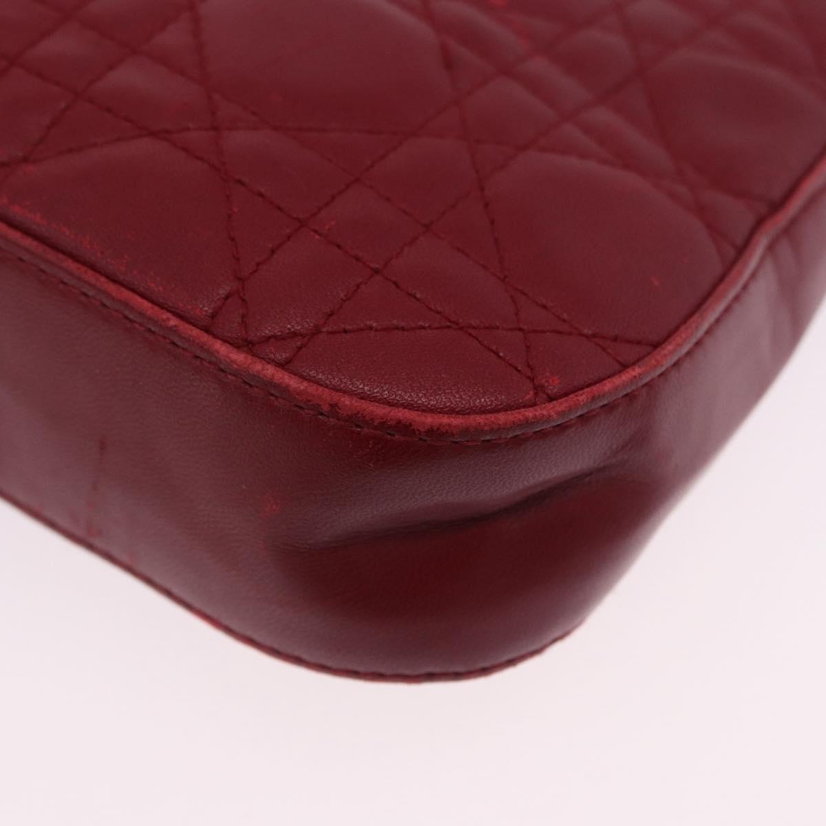 Christian Dior Canage Accessory Pouch Leather Red Gold Auth ep5334